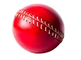 bright red cricket ball with detailed seam stitching, perfect for sports enthusiasts and collectors. Its vibrant color and craftsmanship make it standout piece