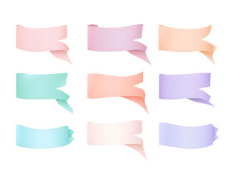Decorative paper banners in soft pastel colors, perfect for celebrations and events. These elegant ribbons add charming touch to any design project
