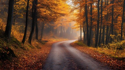 Obraz premium It's nice to ride a bicycle with the fallen leaves and then be accompanied by a very cool and refreshing song. 