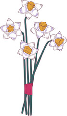 Daffodil spring flowers. Bouquet of narcissus. Good for posters, postcards, banners, ad, logo, labels and tags