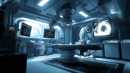 Obraz premium Sci-Fi Inspired Operating Room with Cutting-Edge Equipment