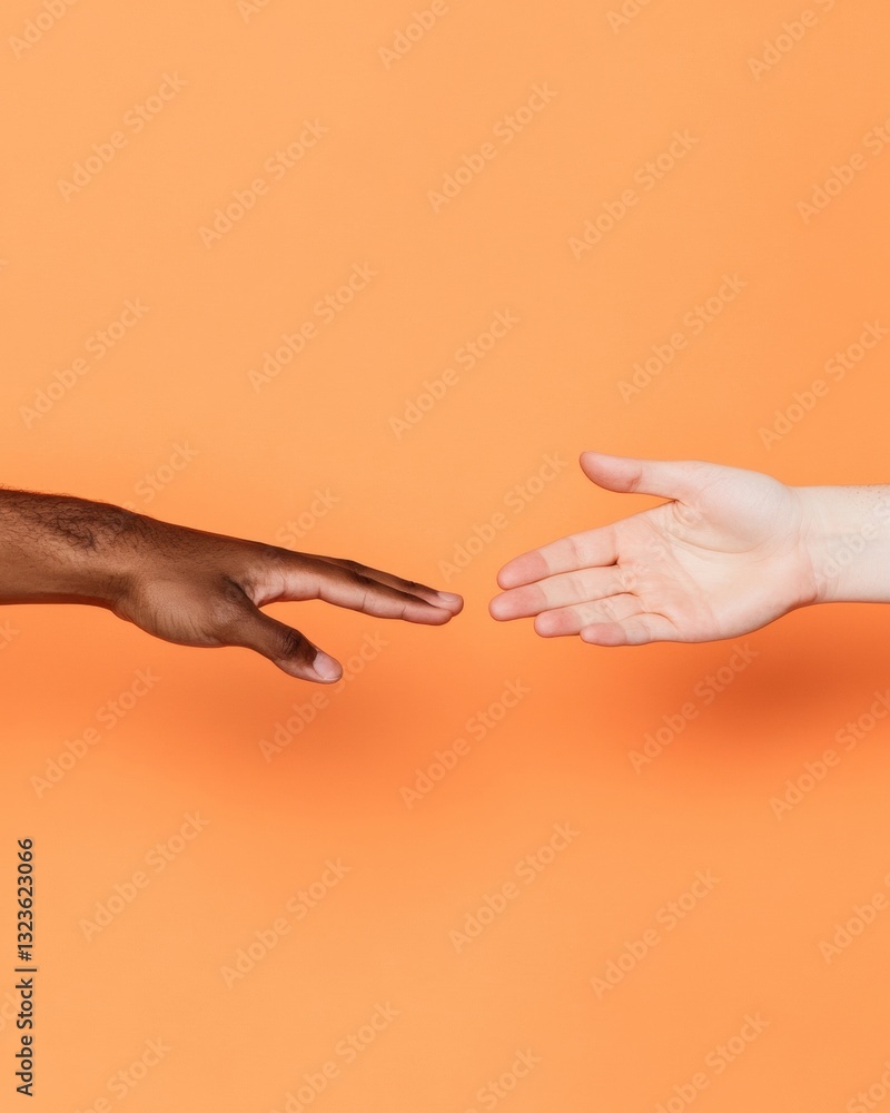 Poster inclusive connection minimalist diversity handshake in warm terracotta - global communication and em