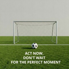 Fototapeta premium Soccer ball sitting on penalty spot, ready for penalty kick, act now