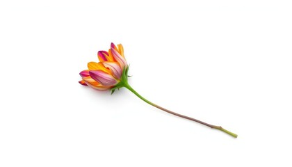 Single wilting flower on stark white background, solitary, still life