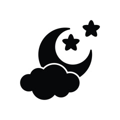Clouds & Crescent Moon Vector icon