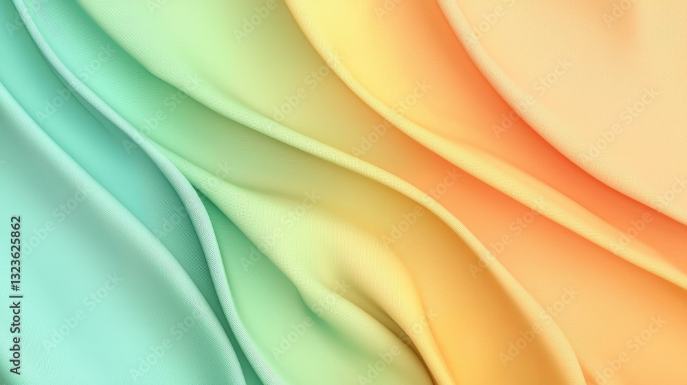 Poster vibrant pastel gradient fabric folds creating a soft and smooth abstract texture. perfect for creati