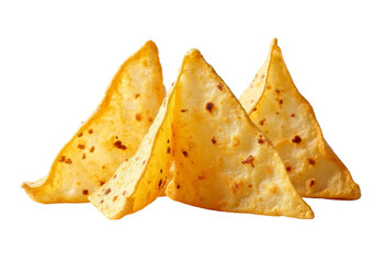 Three tortilla chips with transparent background
