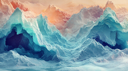 Fototapeta premium A blue and white ocean with a mountain range in the background