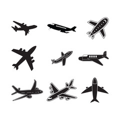 Airplane silhouette vector illustration on white background
