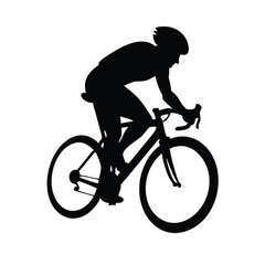 Fototapeta premium Sleek Cyclist Silhouette Vector Illustration: Forward-Leaning Racing Posture on Road Bike
