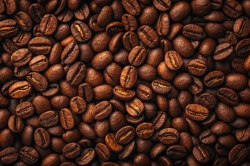 Naklejka premium Rich arabica coffee beans showcase their unique qualities in a vibrant background