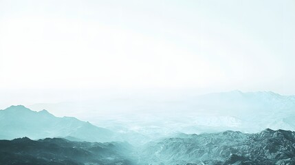Naklejka premium Misty Mountain Landscape with Serene Atmosphere and Tranquil Horizon in Soft Blue Tones