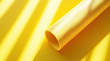 A slender, golden tube, its surface adorned with a delicate pattern reminiscent of sunbeams, stood proudly on a backdrop of pure, vibrant yellow, its presence adding a touch of sunshine to the scene.