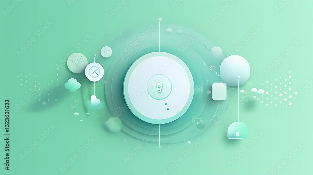 Poster abstract technology design with circular elements and icons