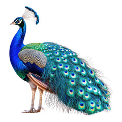 Obraz premium vibrant peacock with colorful feathers stands gracefully on transparency background
