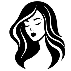 Silhouette Mother's Day icon. Woman face logo vector art illustration. International Mother's Day. woman with long hair
