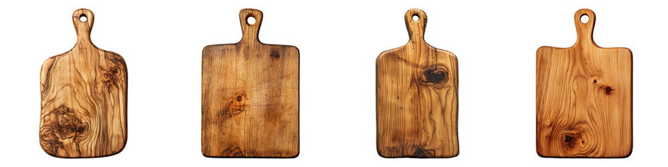 Fototapeta premium Wooden cutting boards with unique grain patterns on transparency background