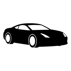 A black and white, minimalistic illustration of a sports car 