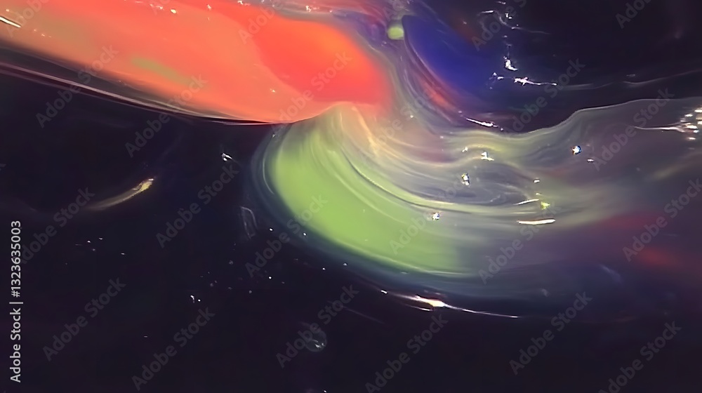 Poster Abstract view of swirling colorful liquids creating an interesting pattern