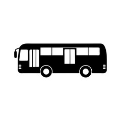A simple, black and white illustration of a bus