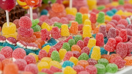 Gummy candy landscape with vibrant colors
