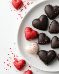 Obraz premium Inclusive Confectionery Design Romantic Heart-Shaped Chocolates Celebrating Accessibility, Wellness, and Sensory Gourmet Experience for Modern Valentines