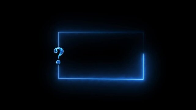 problem sign and rectangle icon .Question mark icon animation of dialog bubble with a question mark, on a transparent background Neon Question mark icon animation Bright Neon question mark icon.