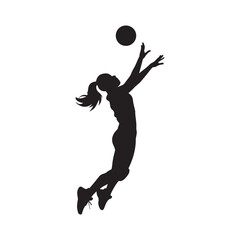 Woman voleyball silhouettes, woman with voleyball