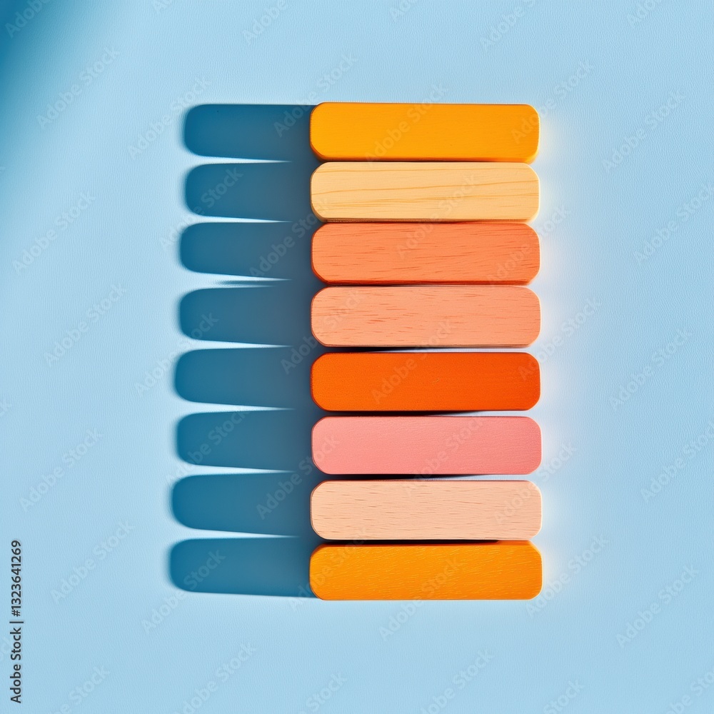 Poster gradient strategy minimalist wooden blocks visualizing business growth and digital transformation in