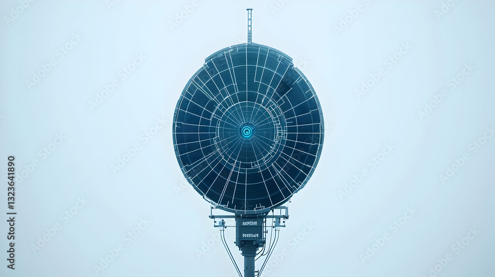 Aufkleber abstract blue sphere structure with digital network patterns on a light blue background