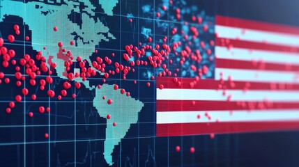 Global Pandemic Data Visualization with American Flag Background
