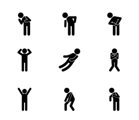 体調の悪い人のピクトグラムのセット　ベクター
