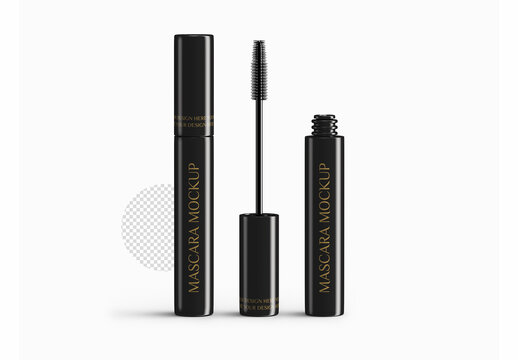 Mockup of Mascara Makeup Cosmetic Tube Packaging