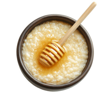 Sudanese asida porridge with honey isolated on transparent white background