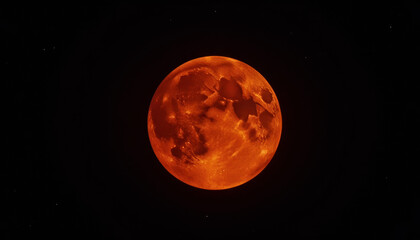 Blood moon lunar eclipse shining in night sky, mystical celestial event