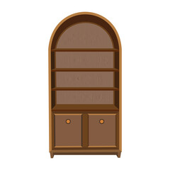 Wooden bookshelf with arched top and storage cabinet for home and office interior design