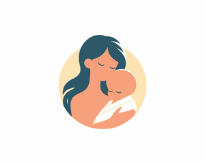 Happy Mother's Day logo design vector template. Mother and children logo.