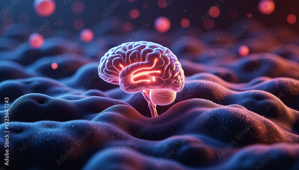 Aufkleber abstract representation of brain communicating through neural pathways, intelligence