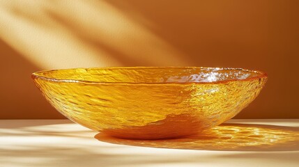 A sun-kissed bowl, its vibrant yellow surface reflecting light and warmth, rests against an orange backdrop that echoes the cheerful spirit of the scene, a harmonious blend of color and form.