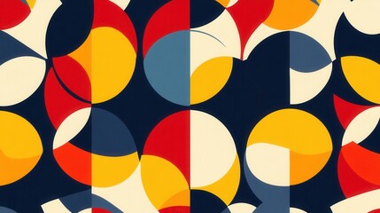 Vibrant geometric pattern of interlocking circles in bold primary colors creating modern background art