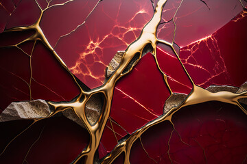 Beautiful marble abstract background with a mix of burgundy, gold and red colours.