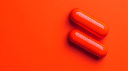 Obraz premium Health concept bright red capsules in a vibrant pharmacy product photography