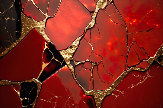 Beautiful marble abstract background with a mix of burgundy, gold and red colours.