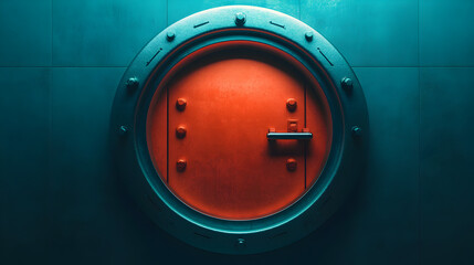 Secrets await close-up photography of a mysterious vault door in an underground facility
