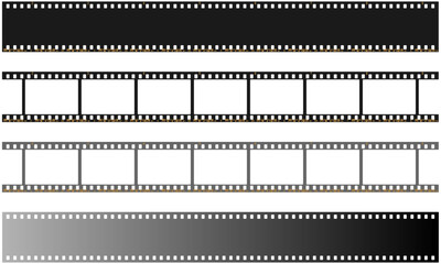 The film's tapes are brown, on a transparent background. An old frame from a retro movie. Vector illustration