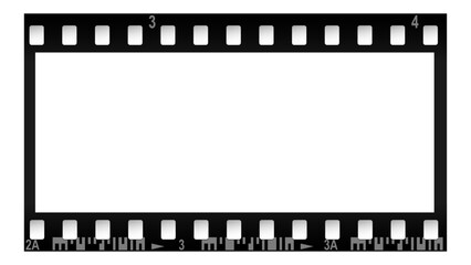 Old film camera tape on a transparent background. An old frame from a retro movie. Vector illustration