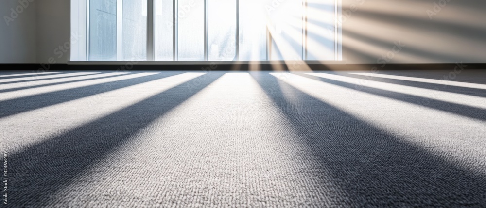 Aufkleber minimalist corporate innovation dynamic light projection on modern gray carpeted office floor - arch