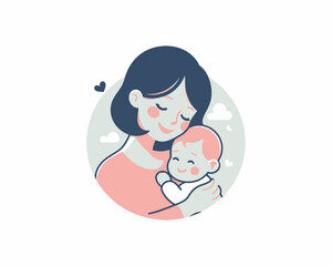 Happy Mother's Day logo design vector template. Mother and children logo.