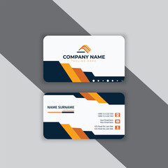 Modern Professional Business Card Design with Orange, Black and White Color Scheme. Modern vector template design.