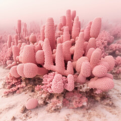 Roseate Reef: Coral Colonies on Submerged Rock